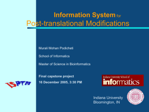 Presentation @3:30pm - Bioinformatics at School of Informatics