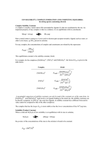 E19 SOLUBILITY, COMPLEX FORMATION AND COMPETING