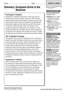 Lesson 3 Europeans Arrive in the Americas