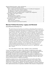 Marxian Political Economy: Legacy and Renewal