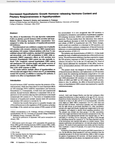 Decreased Hypothalamic Growth Hormone