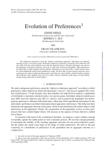 Evolution of Preferences - Northwestern University