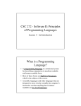 CSC 272 - Software II: Principles of Programming Languages What