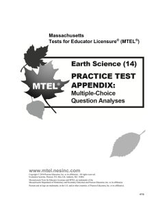 Earth Science Multiple-Choice Question Analyses - MTEL