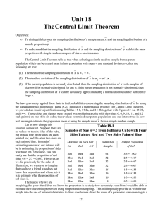 Unit 18 TheCentral Limit Theorem