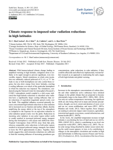 Climate response to imposed solar radiation reductions in high