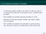 2.3 Continuous Random Variables