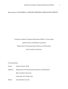 Unilateral Auditory Temporal Resolution Deficit 1 Running head