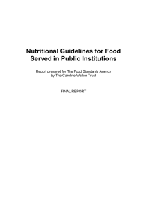 Nutrient and Food Based Guidelines for Public Institutions