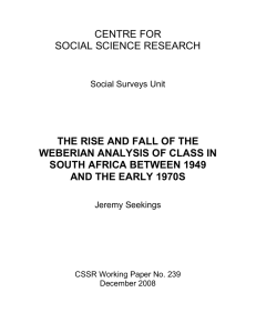 The Rise and Fall of the Weberian Analysis of Class in South Africa