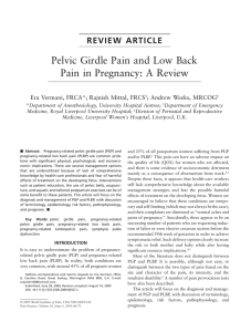 Pelvic Girdle Pain and Low Back Pain in Pregnancy