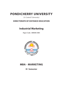 Industrial Marketing - Pondicherry University