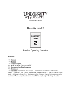Biosafety Level 2 - University of Guelph Physics