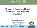 DD-2 Ensuring Successful Food Service in DD Residential Facilities