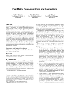 Fast Matrix Rank Algorithms and Applications - USC