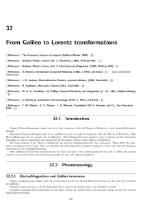 32 From Galileo to Lorentz transformations