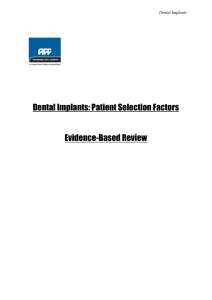 Dental Implant: Patient Selection Factors