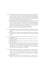 (2) The student erred because the included the measures of angles