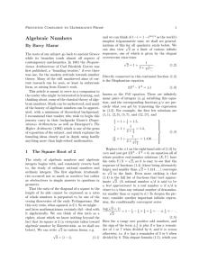 Algebraic Numbers - Harvard Mathematics Department