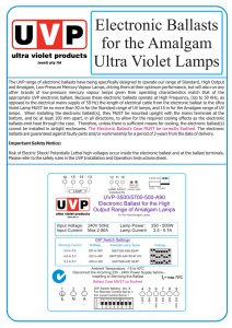 Electronic Ballasts - Ultra Violet Products