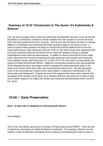 10.34 The Quran- Early Preservation