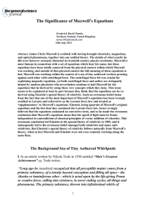 Research paper: The Significance of Maxwell`s Equations