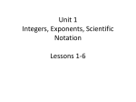 Unit 1 Integers, Exponents, Scientific Notation