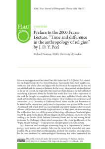 Preface to the 2000 Frazer Lecture, “Time and difference in the
