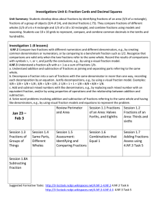 Investigations Unit 6: Fraction Cards and Decimal Squares