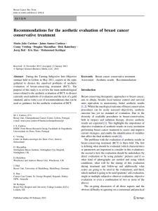 Recommendations for the aesthetic evaluation of breast cancer