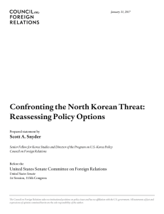 Confronting the North Korean Threat: Reassessing Policy Options