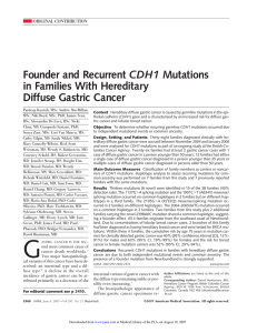 Founder and Recurrent CDH1 Mutations in Families With Hereditary