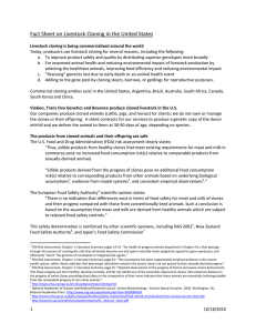 Fact Sheet on Livestock Cloning in the United States