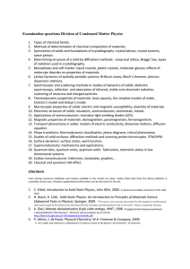 Examination questions Division of Condensed Matter Physics