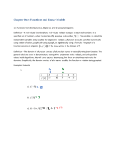 Section 1.1: Functions from the Numerical, Algebraic, and Graphical