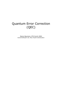 Quantum Error Correction (QEC) - ETH E