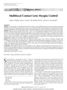 Multifocal Contact Lens Myopia Control