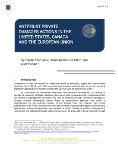 Antitrust Private Damages Actions in the United States, Canada and
