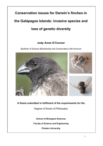 Conservation issues for Darwin`s finches in the Galápagos