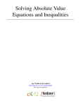 Solving Absolute Value Equations and Inequalities