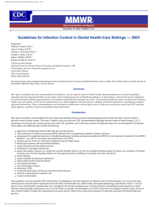 Guidelines for Infection Control in Dental Health-Care Settings---2003