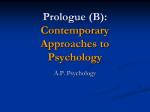 Contemporary Approaches to Psychology
