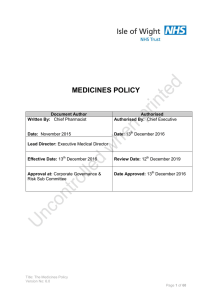 Medicines policy - Isle of Wight NHS Trust
