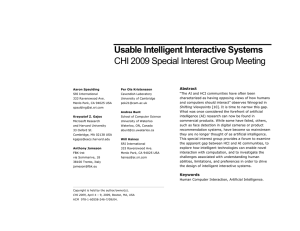 Usable Intelligent Interactive Systems