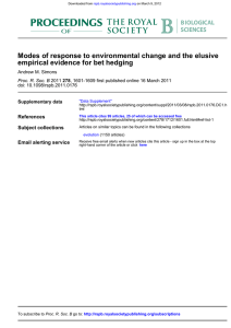 empirical evidence for bet hedging Modes of response to