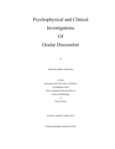 Psychophysical and Clinical Investigations Of Ocular