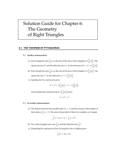 Solution Guide for Chapter 6: The Geometry of Right Triangles