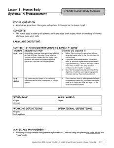 Human Body Systems Lesson Guide