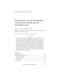 physiology of ion transport across the tonoplast of higher plants