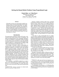 Solving the Round Robin Problem Using Propositional Logic